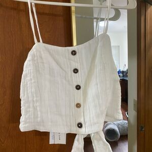 White Button-Front Tie-Back Cami Top